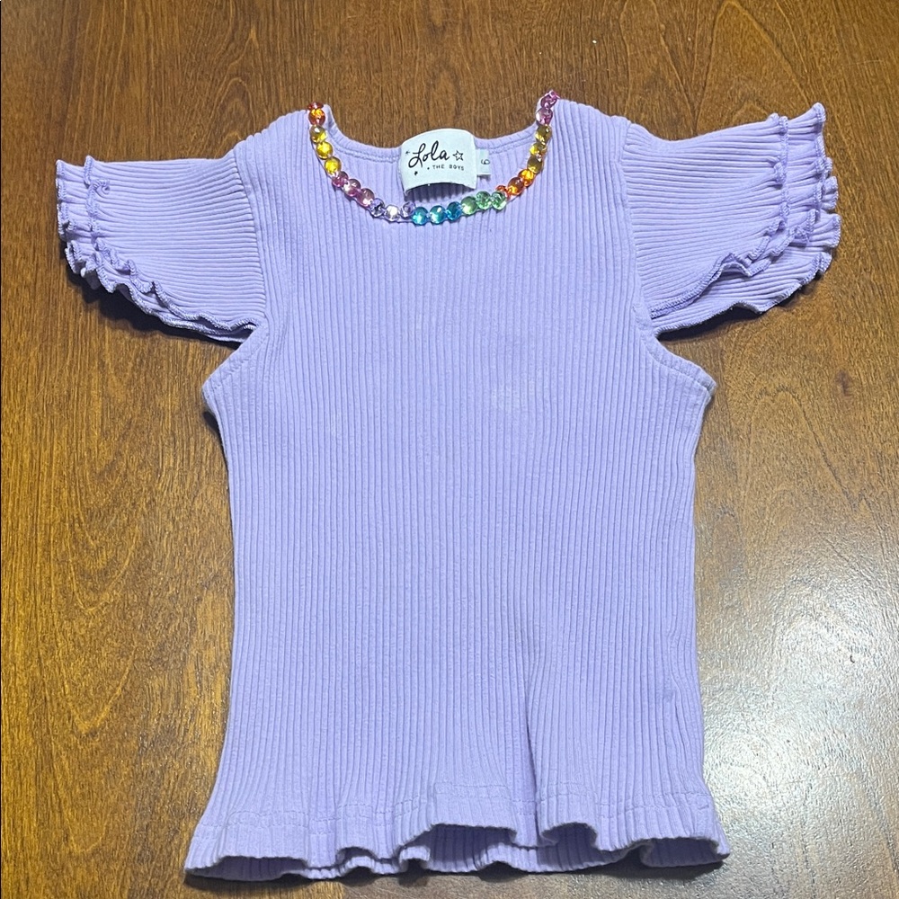 Lola Kids Lilac Ruffle Sleeve Top